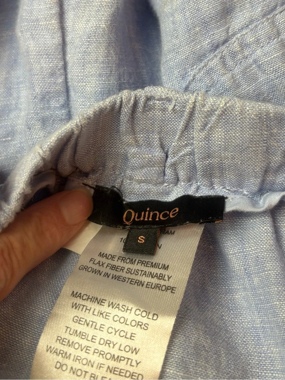 Quince European Linen Crop Pants French Blue  Women’s Small Pull On Pockets